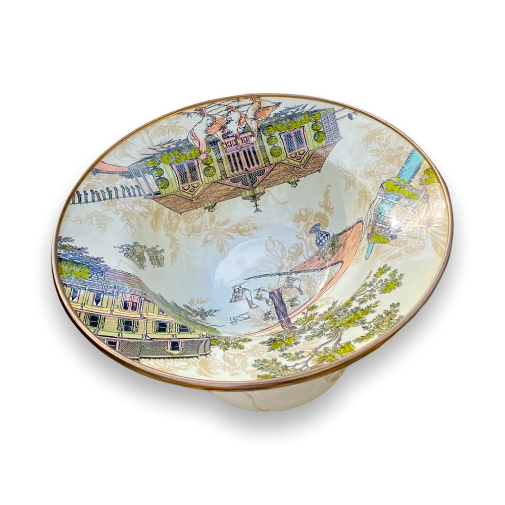 COPY - MacKenzie-Childs Vintage Aurora Farmhouse  Ceramic Pedestal Compote-SMALL - Picture 2 of 5